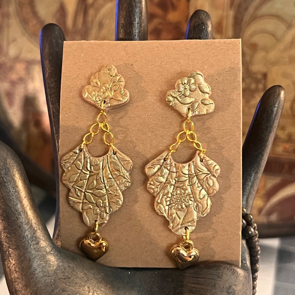 Gold Floral Dangle Earrings